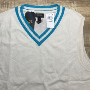 Club Room Luxury Cashmere Vest Mens Large Sweater Sleeveless Winter White‎ Blue